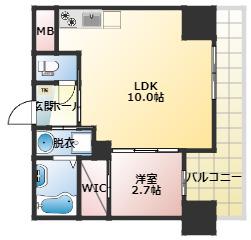 アドバンス江坂ラシュレ(1LDK/15階)の間取り写真