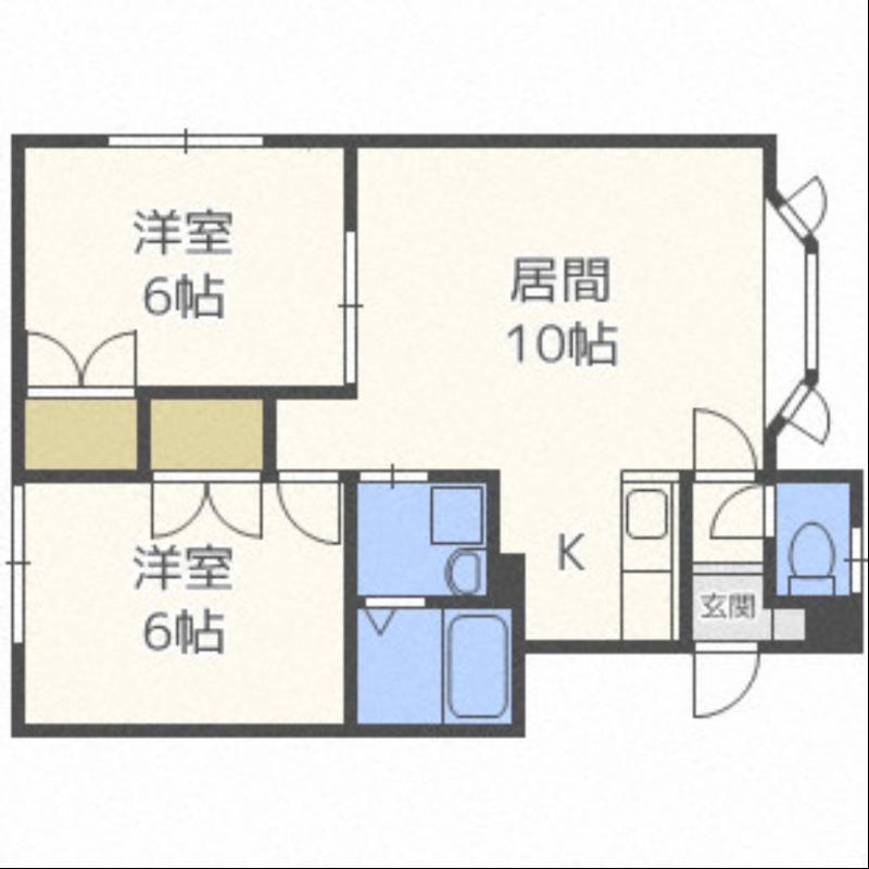 ルミエール豊平(2LDK/1階)の間取り写真