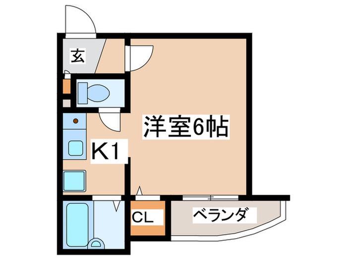 アベニューコート福生(1K/1階)の間取り写真