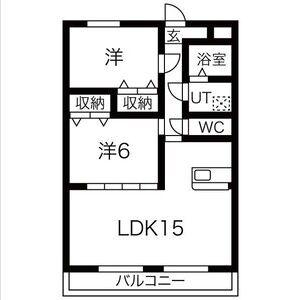 ロイヤル・ふじ(2LDK/6階)の間取り写真