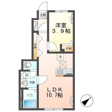 DUE ACERO.K 3(1LDK/1階)の間取り写真