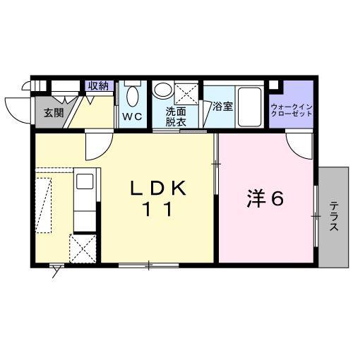 コスモスハイツC(1LDK/1階)の間取り写真