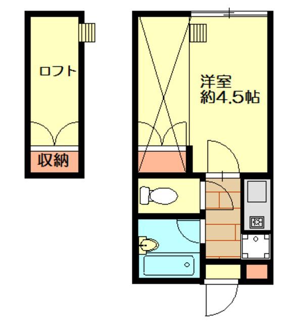 キャピタル6(1K/1階)の間取り写真