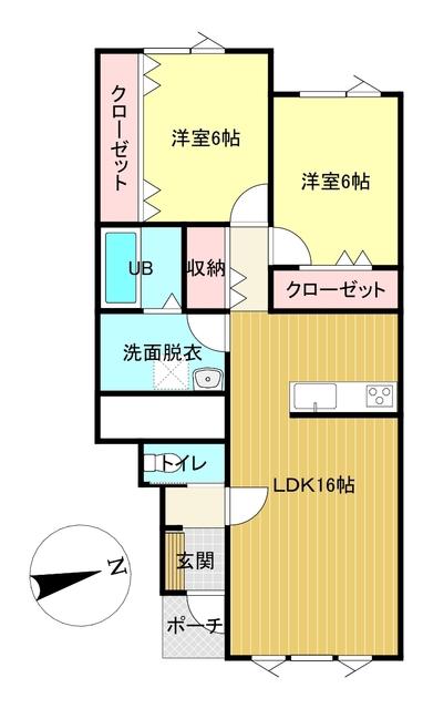 プレゾン(2LDK/1階)の間取り写真
