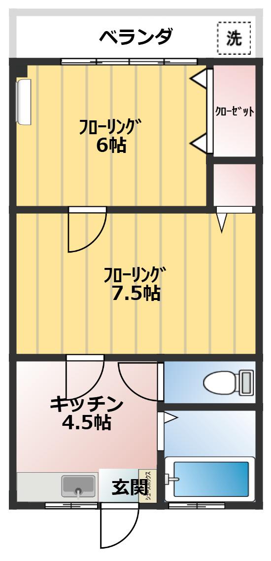 第一サンシャイン関原(2K/3階)の間取り写真