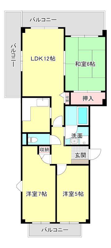 ステイザリヴ守山(3LDK/1階)の間取り写真