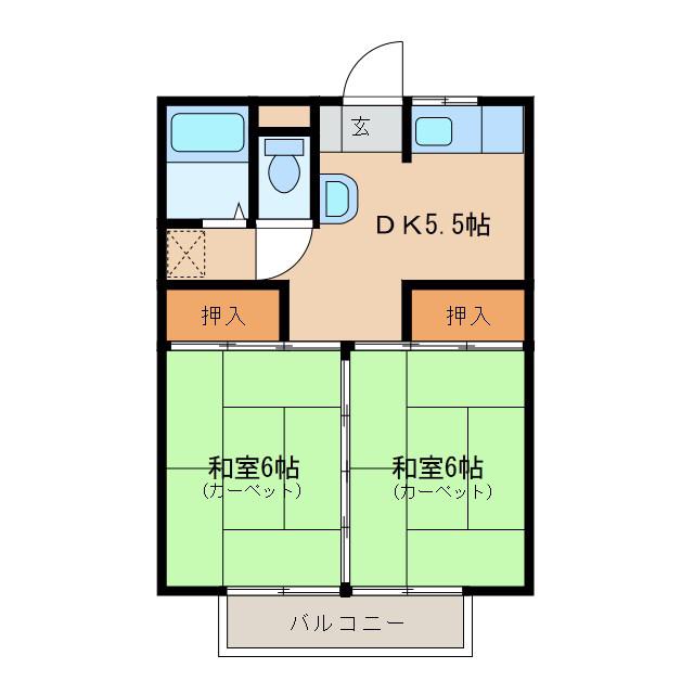 メゾン西軽井沢A(2K/2階)の間取り写真