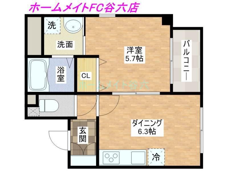 ティベルデ(1DK/5階)の間取り写真