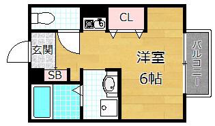 グリーンパーク二番館(ワンルーム/1階)の間取り写真