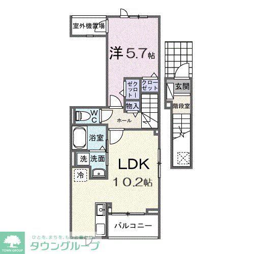 ヒカルサ西大宮(1LDK/2階)の間取り写真