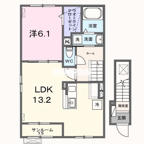 J・プレリュード(1LDK/2階)の間取り写真