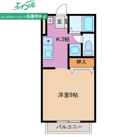 桜ヴィレッジ A(1K/2階)の間取り写真
