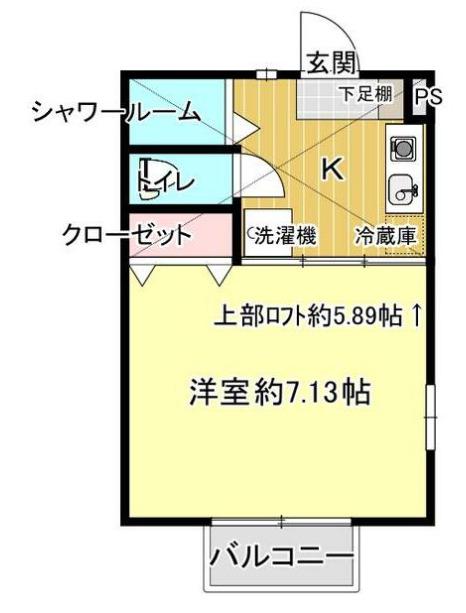 ハレヌイ(1K/2階)の間取り写真