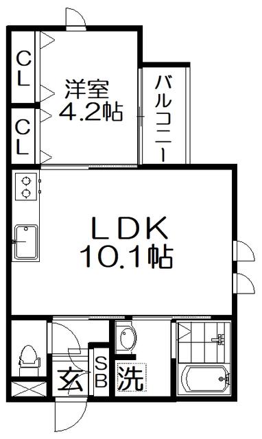 門真市五月田町PJ(1LDK/3階)の間取り写真