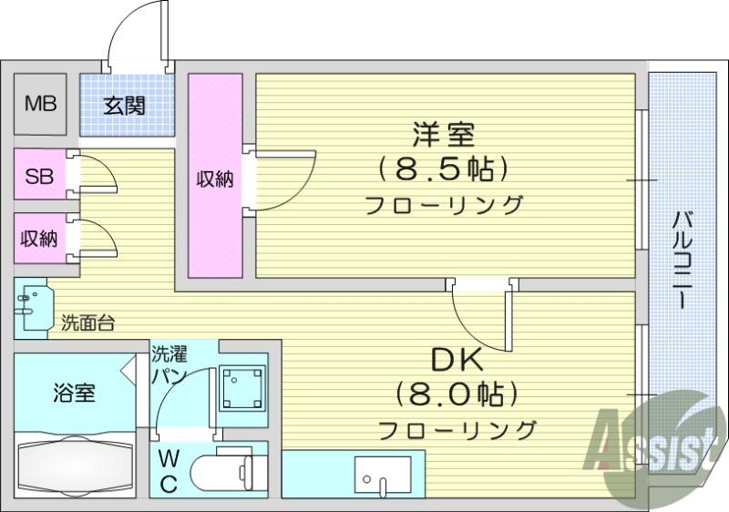 サンシャイン高砂駅前(1DK/2階)の間取り写真