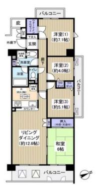 ディアパーク西船橋(4LDK/2階)の間取り写真