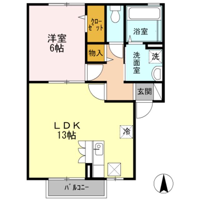 コンフォート杭全(1LDK/1階)の間取り写真