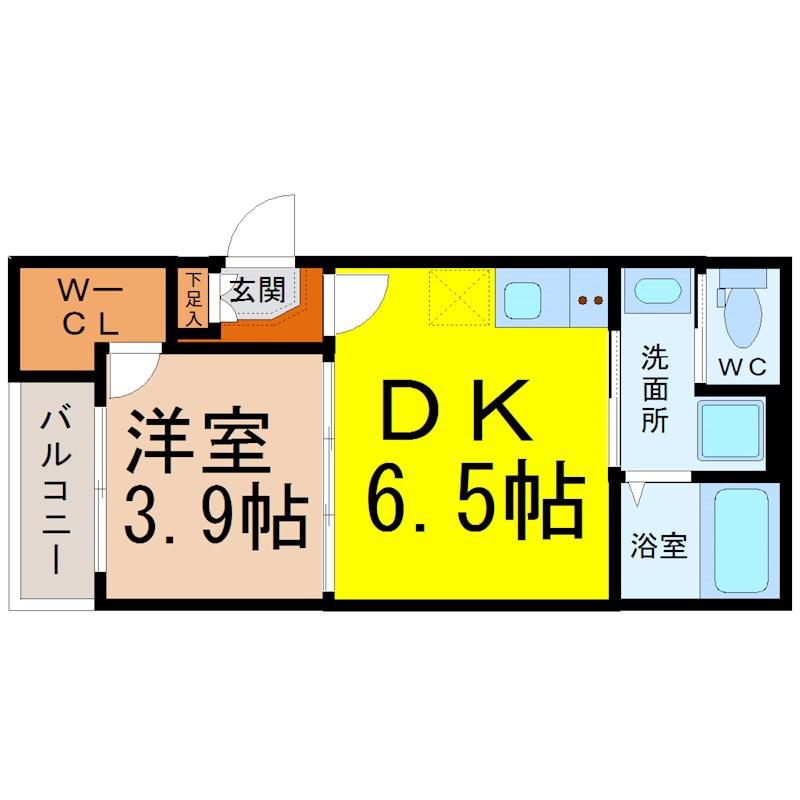 ハーモニーテラス高須賀町II(1DK/2階)の間取り写真