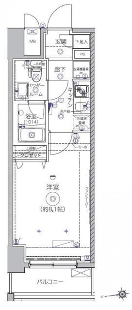 クレイシア秋葉原(1K/6階)の間取り写真