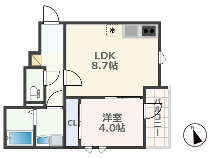 TOMORIE M2(1LDK/2階)の間取り写真