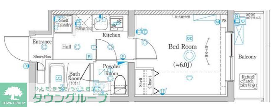 AZESTお花茶屋IV(1K/1階)の間取り写真