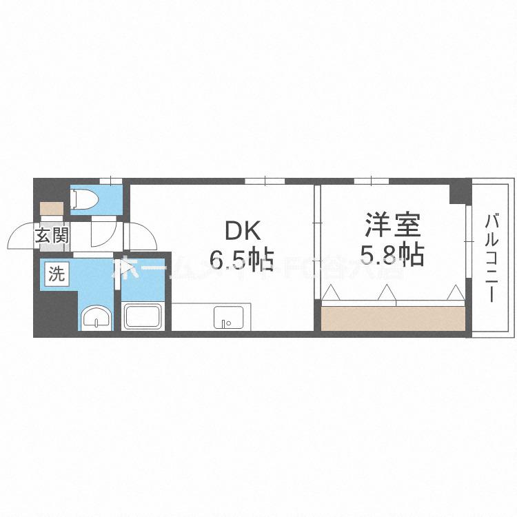 ビエラ江戸堀(1DK/5階)の間取り写真