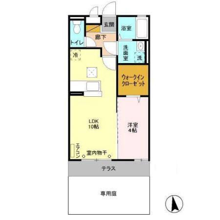 アヴェニール志津A(1LDK/1階)の間取り写真