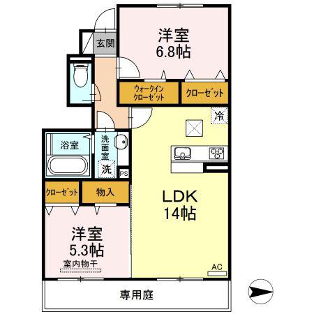 ルミエール(2LDK/1階)の間取り写真