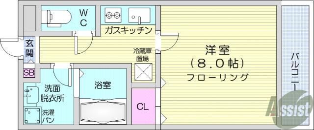 チュアリーヒルズⅠ(1K/5階)の間取り写真