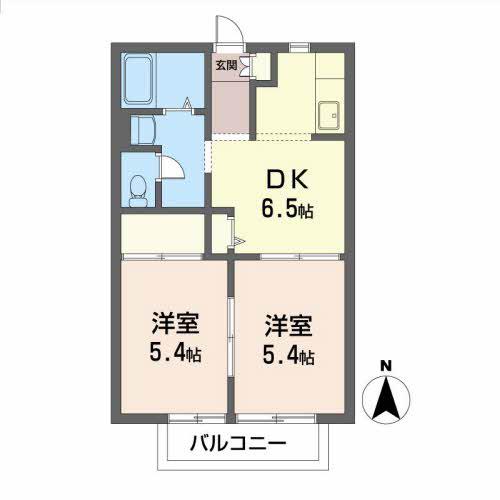 ピュア・コートA(2DK/1階)の間取り写真