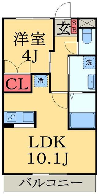リヴェール(1LDK/1階)の間取り写真