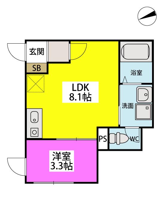 ARTE久留米(1LDK/1階)の間取り写真