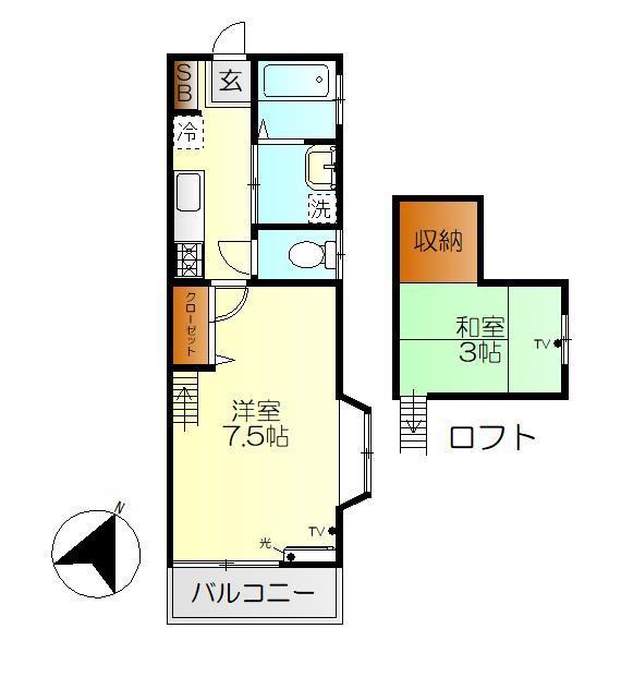 セピアカーサ堀田(1K/2階)の間取り写真