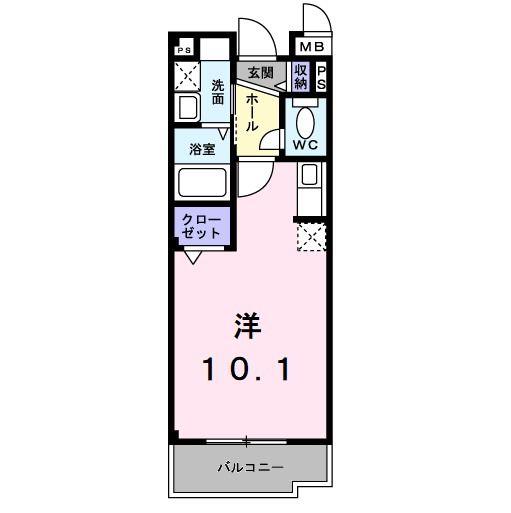 パラッツオエレガンテ(1K/3階)の間取り写真