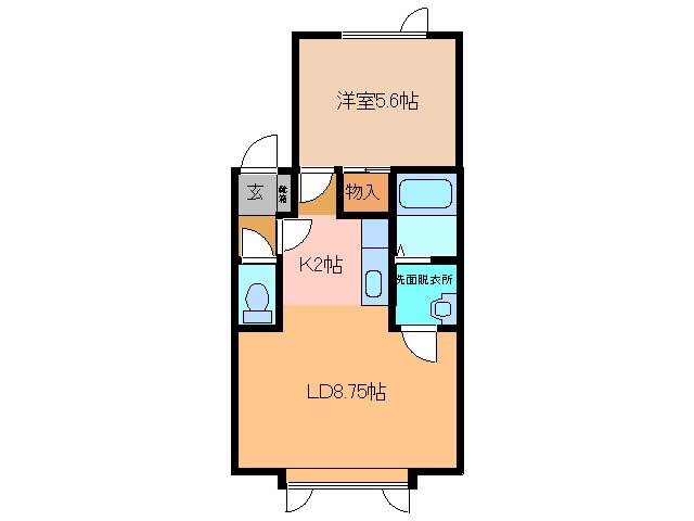 てんほーハイツ 南南III(1LDK/2階)の間取り写真