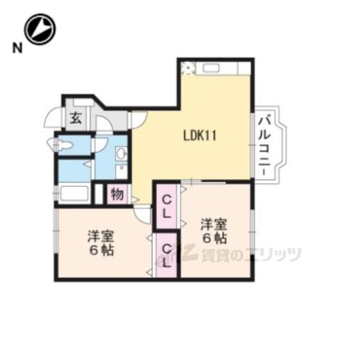 フロレスタⅢ(2LDK/1階)の間取り写真