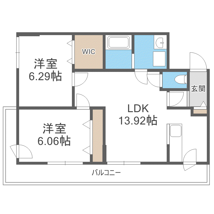 エフビル14(2LDK/2階)の間取り写真