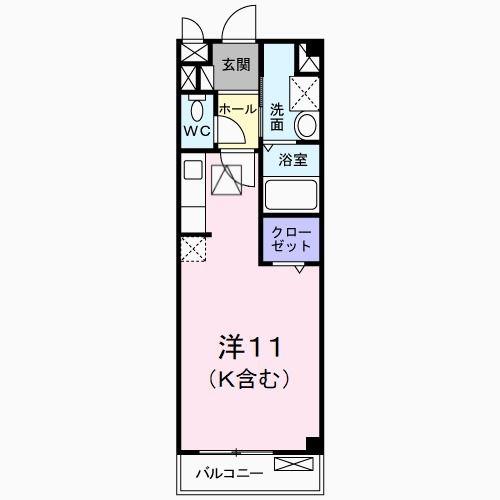 ヴィオラI(1K/1階)の間取り写真