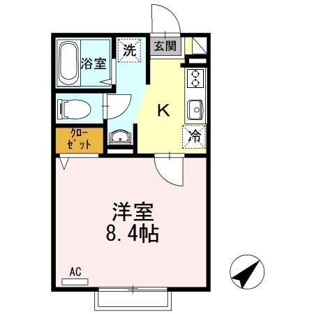 センターロードA棟(1K/1階)の間取り写真