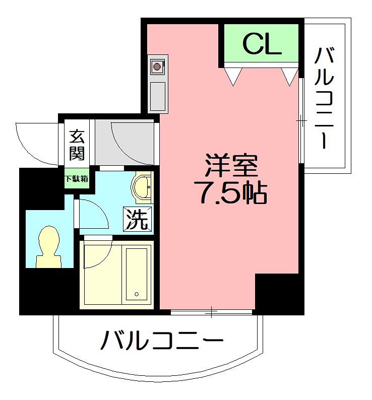 宮下ビル(ワンルーム/5階)の間取り写真