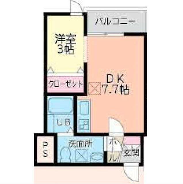 メリディアン迫参番館(1DK/3階)の間取り写真