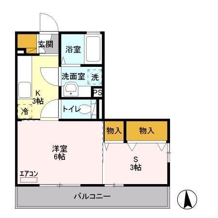 クライス ヒル II(1K/3階)の間取り写真