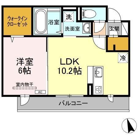 ジャスミンHYM II(1LDK/2階)の間取り写真