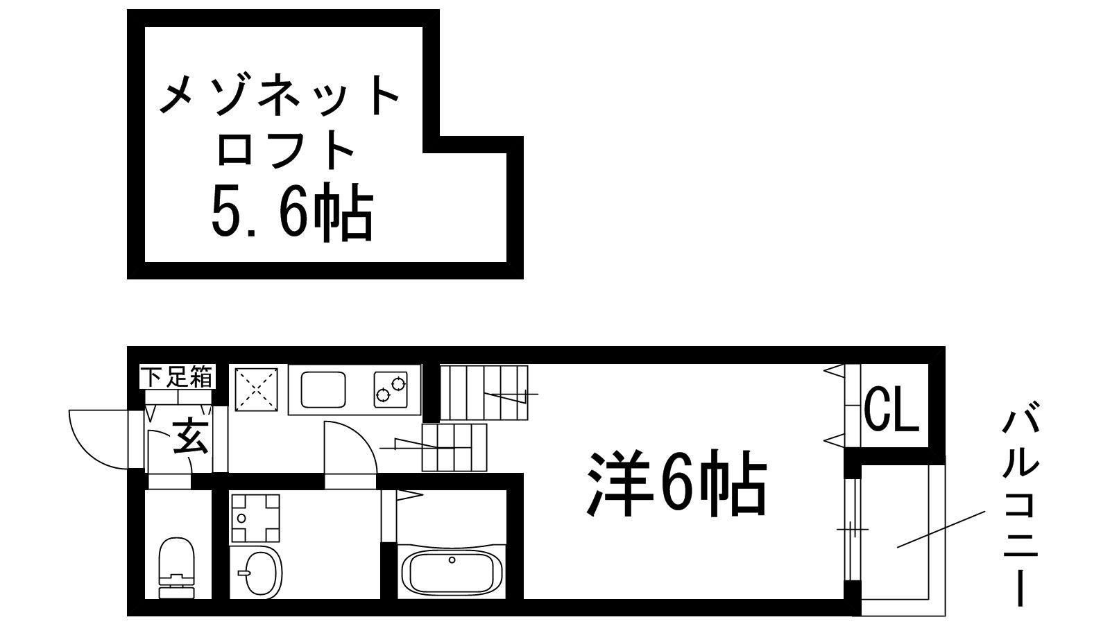 OASIS IKEDA A棟(1K/1階)の間取り写真