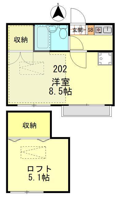 メゾンドロワール(1K/2階)の間取り写真