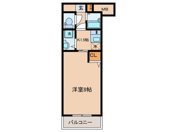 アカンサス(1K/2階)の間取り写真