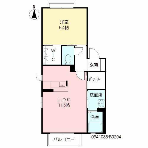 ヒルビレッジ B(1LDK/2階)の間取り写真