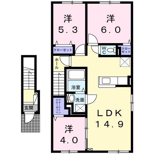 フォレストコート(3LDK/2階)の間取り写真