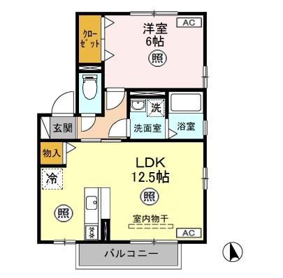 パルフィールド 201 (1LDK/2階)の間取り写真