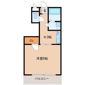 バンベール清水II(1K/2階)の間取り写真
